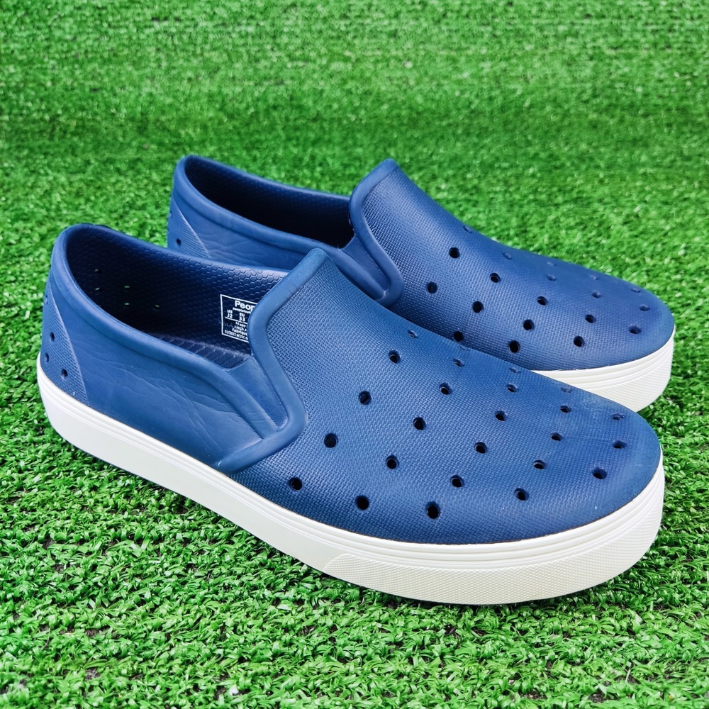 People Footwear Slip On Shoes Boys J2 Navy The Senna Perforated EVA Sneakers